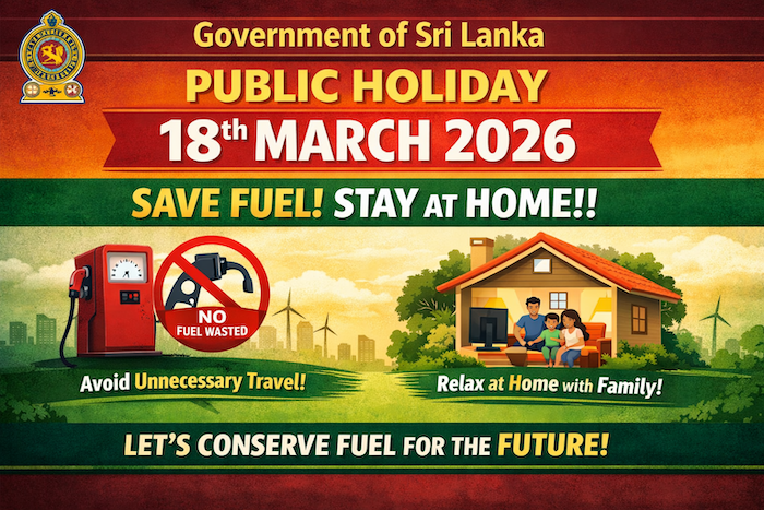 Sri Lanka Announces Public Holiday on Wednesday, Suspends Government Events